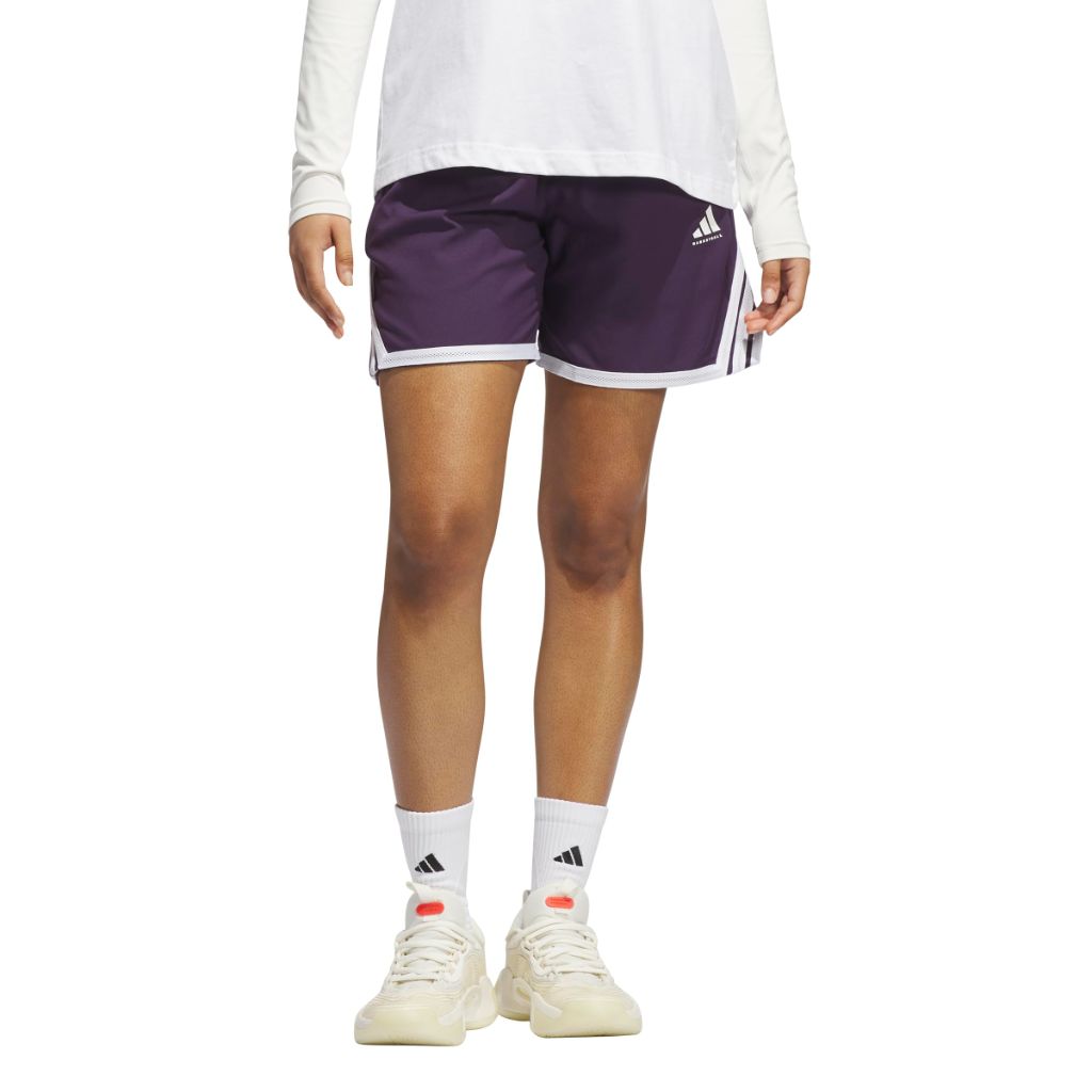 Adidas Women's CrazyLite Basketball Shorts, Aurora Plum/White, Medium/Tall