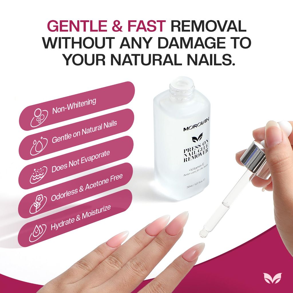 Morovan Press On Nail Glue Remover - 1 fl oz
