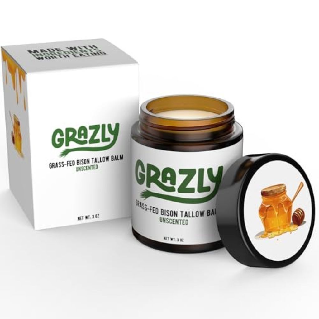 Grazly Unscented Whipped Bison Tallow Balm with Manuka Honey & Jojoba Oil - 2.5oz
