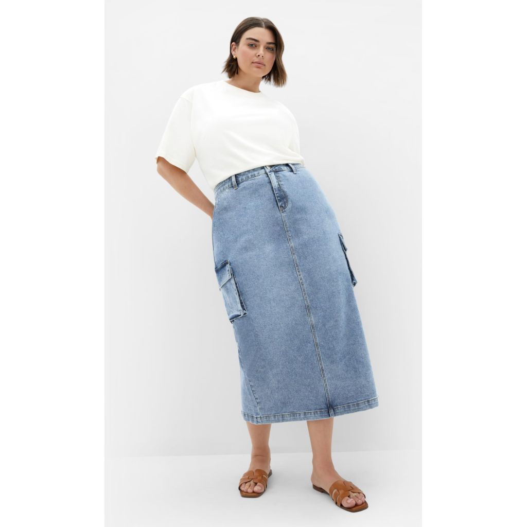 City Chic Women's Plus Size Skirt-Raya, Light Denim