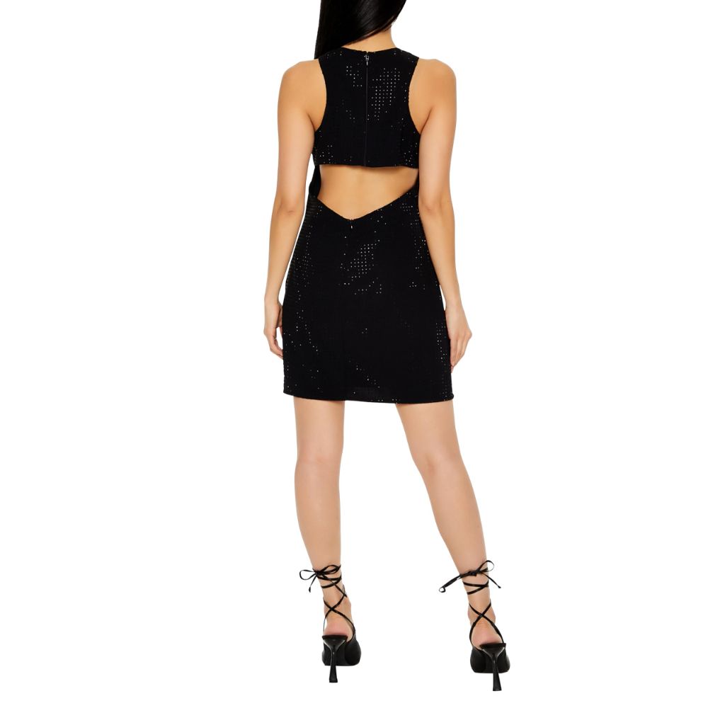 Forever 21 Women's Rhinestone Cutout Mini Dress Black-small