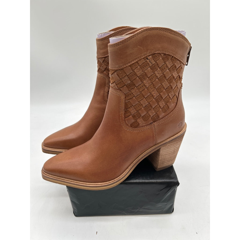 Lucky Brand Women's Aryleis Block-Heel Western Ankle Bootie, Cognac - Size 5.5
