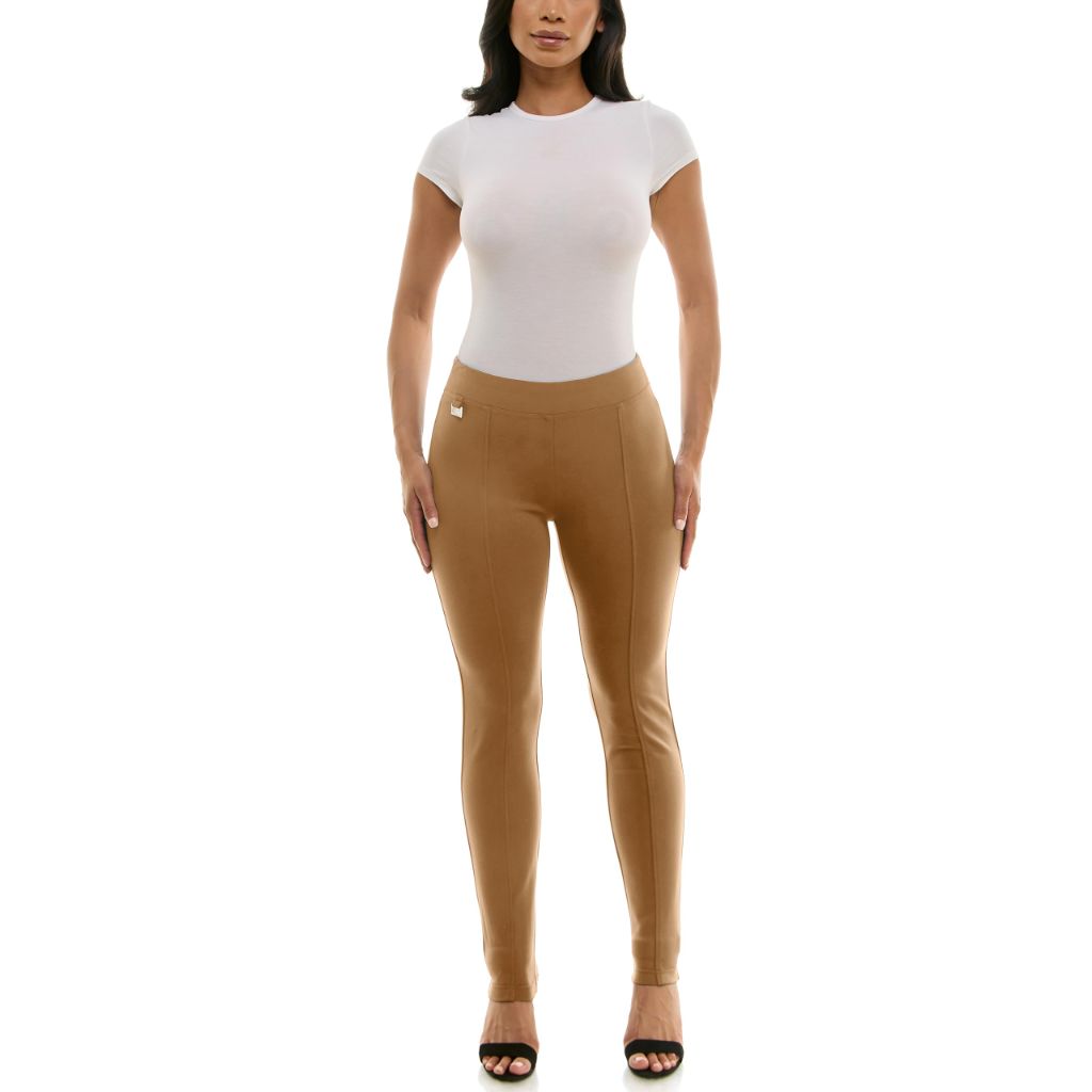 Zac & Rachel Women's Pull On Ankle Pant with Metal Tab, Tobacco Brown - size XXL