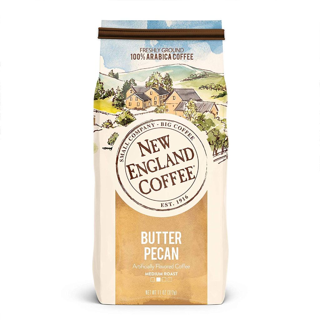 New England Coffee Butter Pecan Ground Coffee, 11 Ounce, Medium Roast