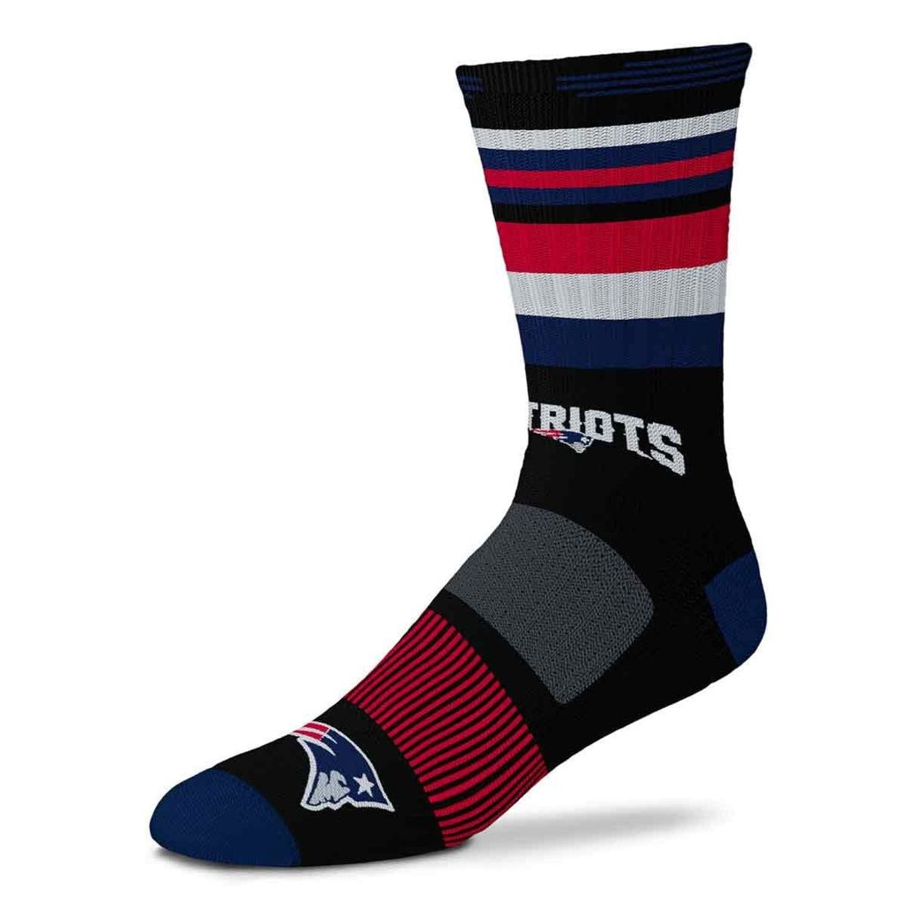 For Bare Feet NFL End to End Crew Socks - New England Patriots, Large