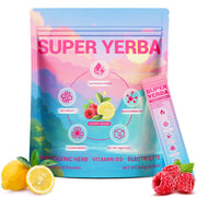 Super Yerba Mate Instant Tea Powder with Prebiotics & Probiotics - Raspberry Lemonade Flavor 30 Servings