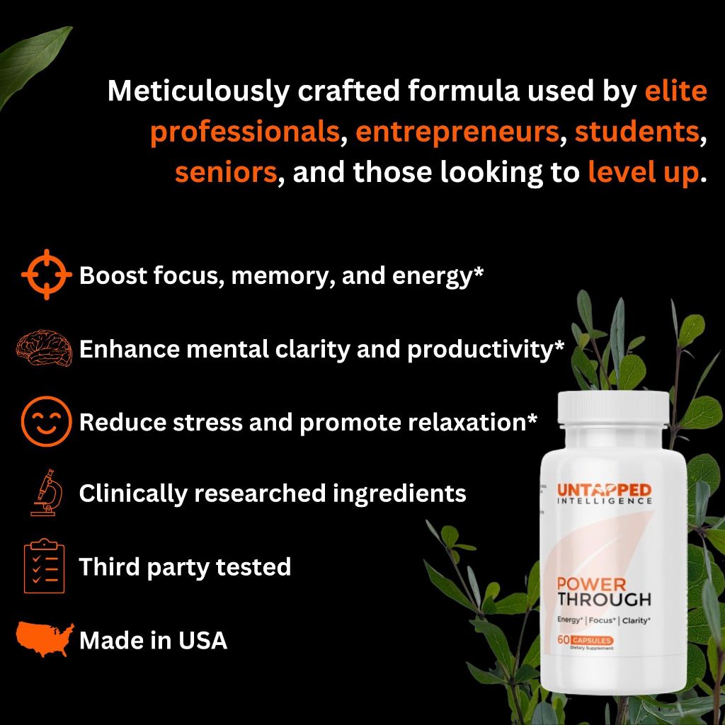 Power Through - Nootropic Brain Supplement for Memory and Focus, 60 Capsules