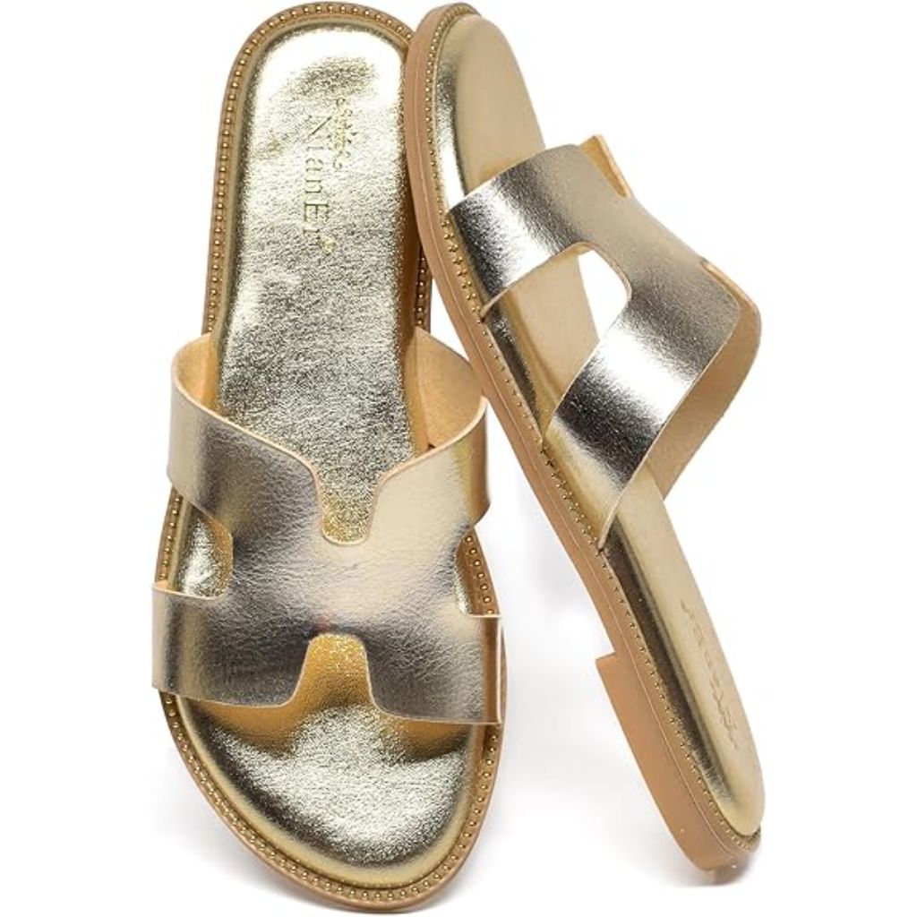 NianEr Womens Microfiber Leather Memory Foam Support H Sandals
