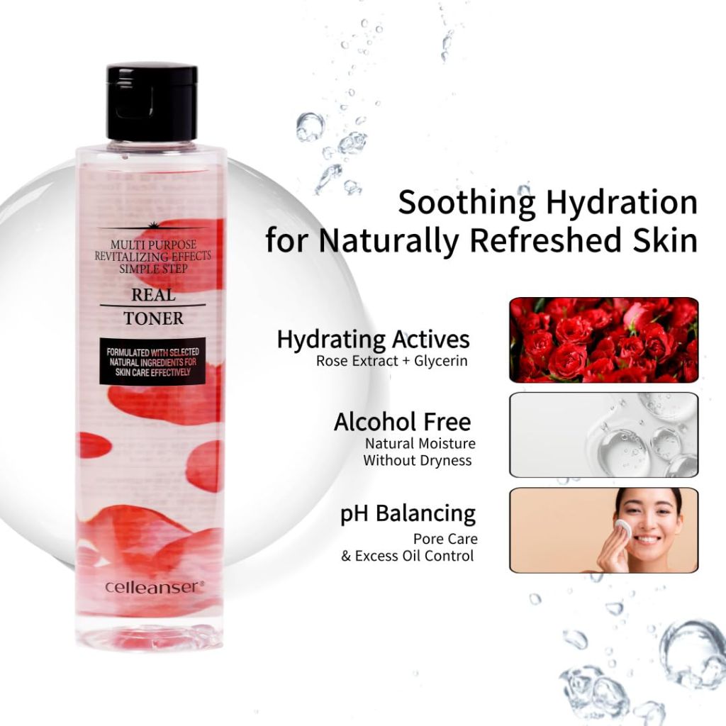 CELLEANSER Real Toner-Facial Toner with Rose Extract, 6.76 oz