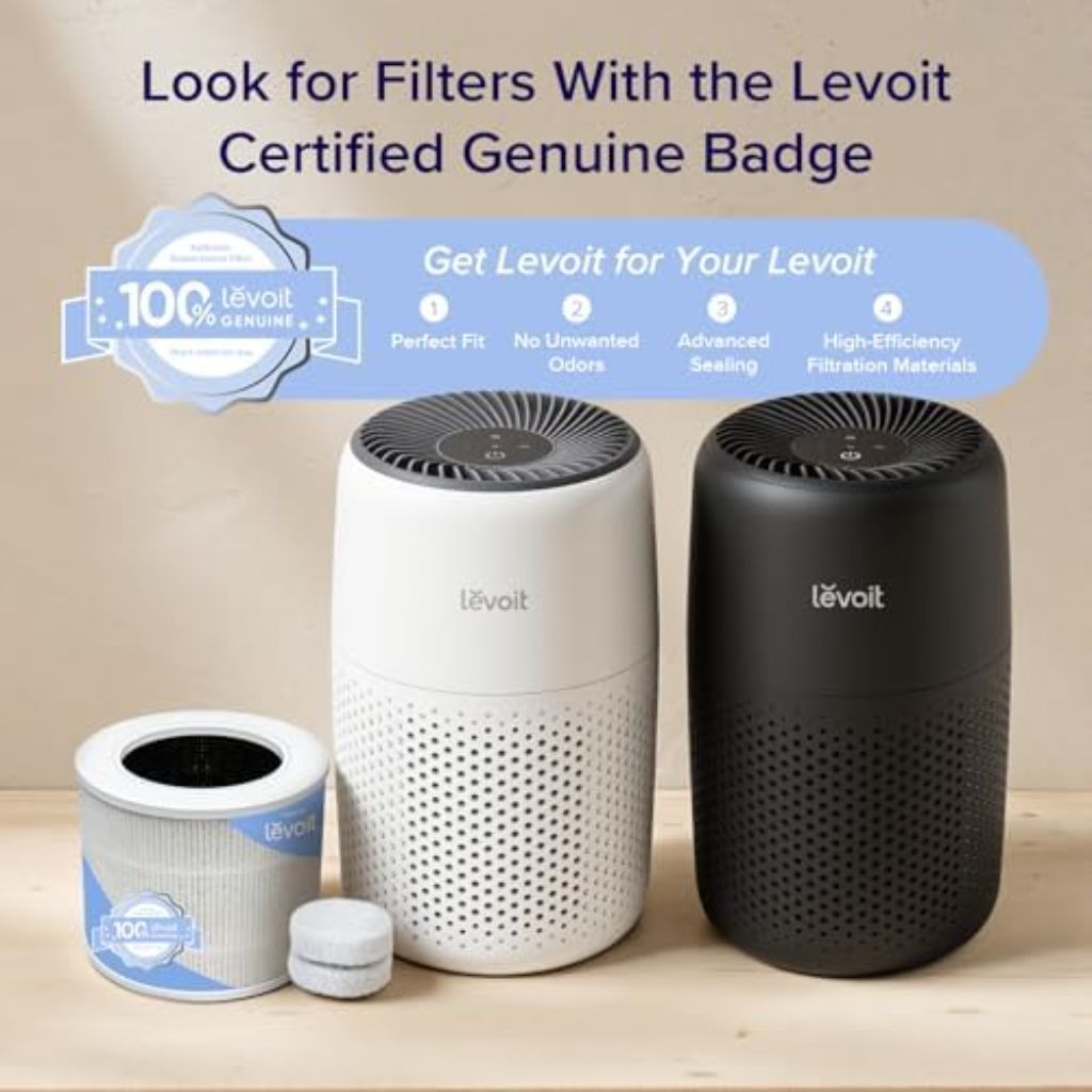 LEVOIT Air Purifiers, 3-in-1 Filter with Fragrance Sponge for Better Sleep Core Mini-P, Black