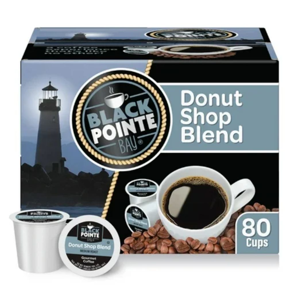 Black Pointe Bay  Donut Shop Blend  Medium Roast  80 Count Single Serve Coffee Pods for Keurig K-Cup Brewers