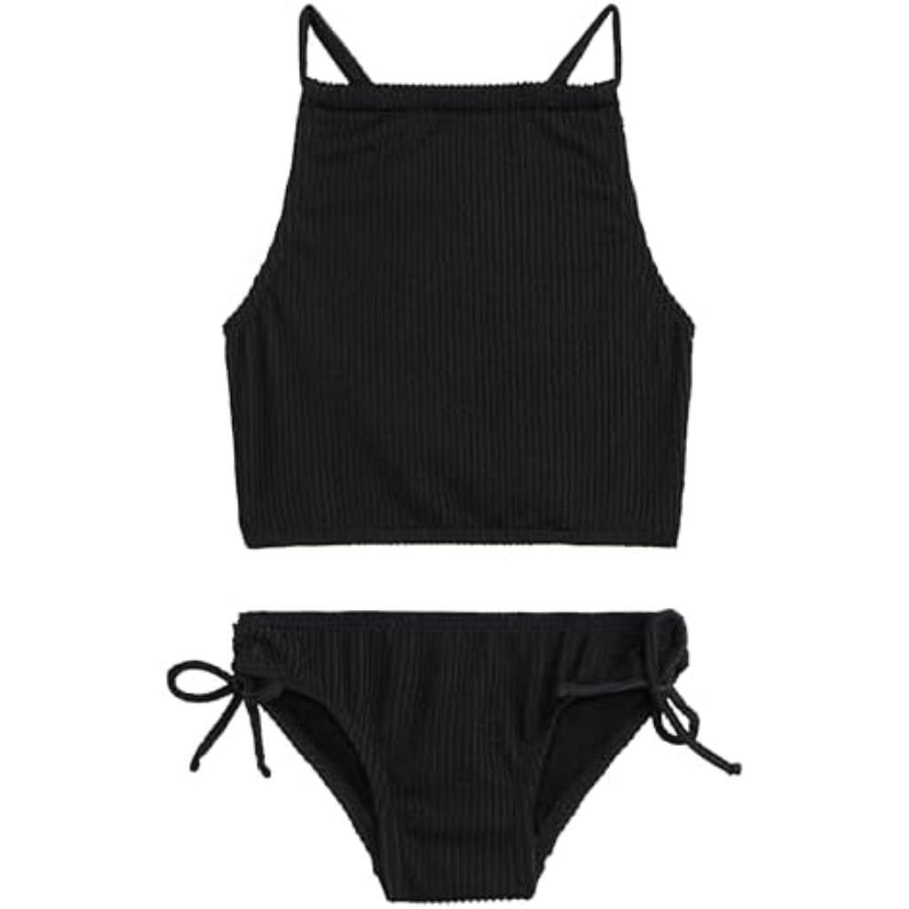 Kanu Surf Toddler Girl's Daisy UPF 50 Beach Sport Halter Tankini Swimsuit - Black, Size 4T