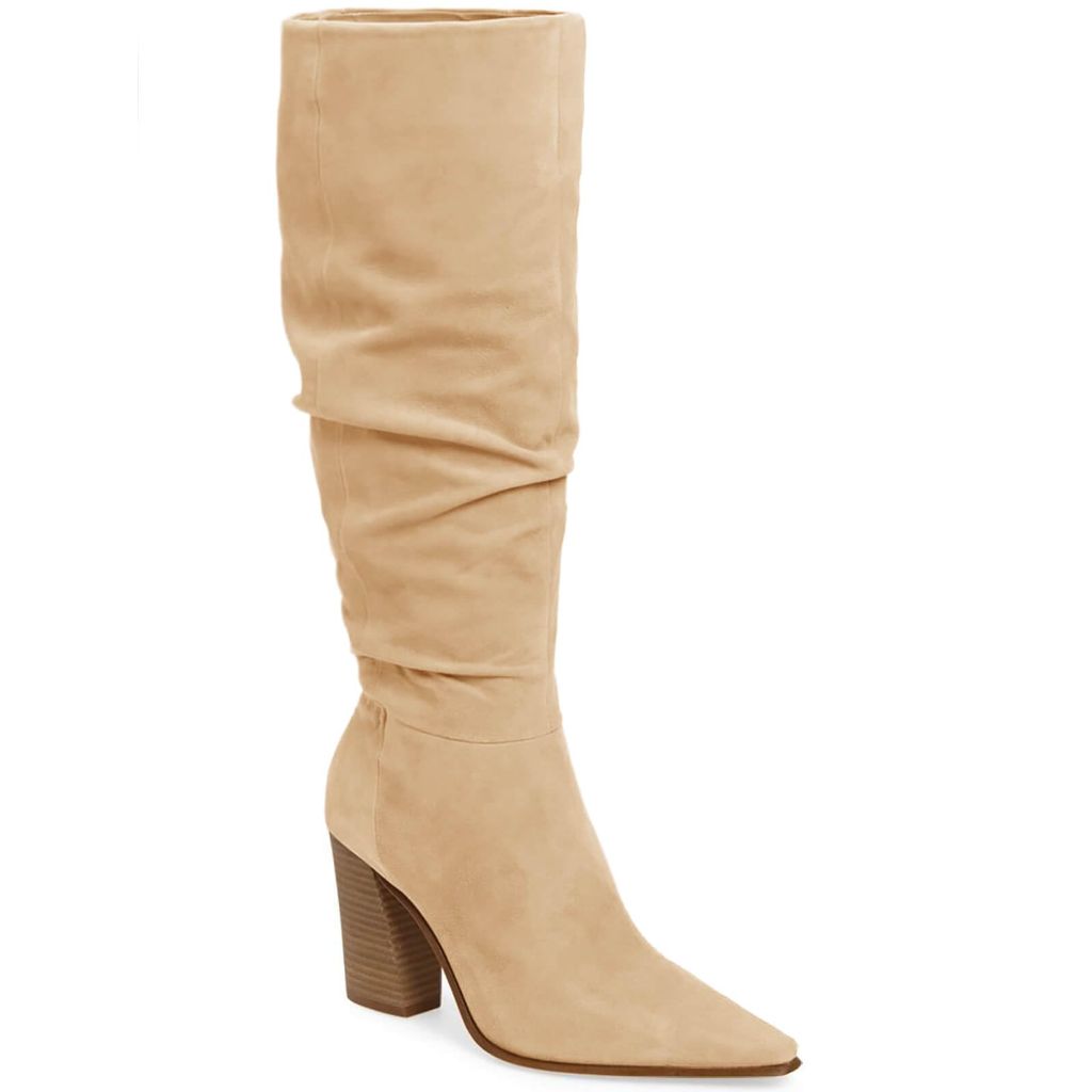 PiePieBuy Women's Faux Suede Knee High Boots, Light Khaki, Size 11