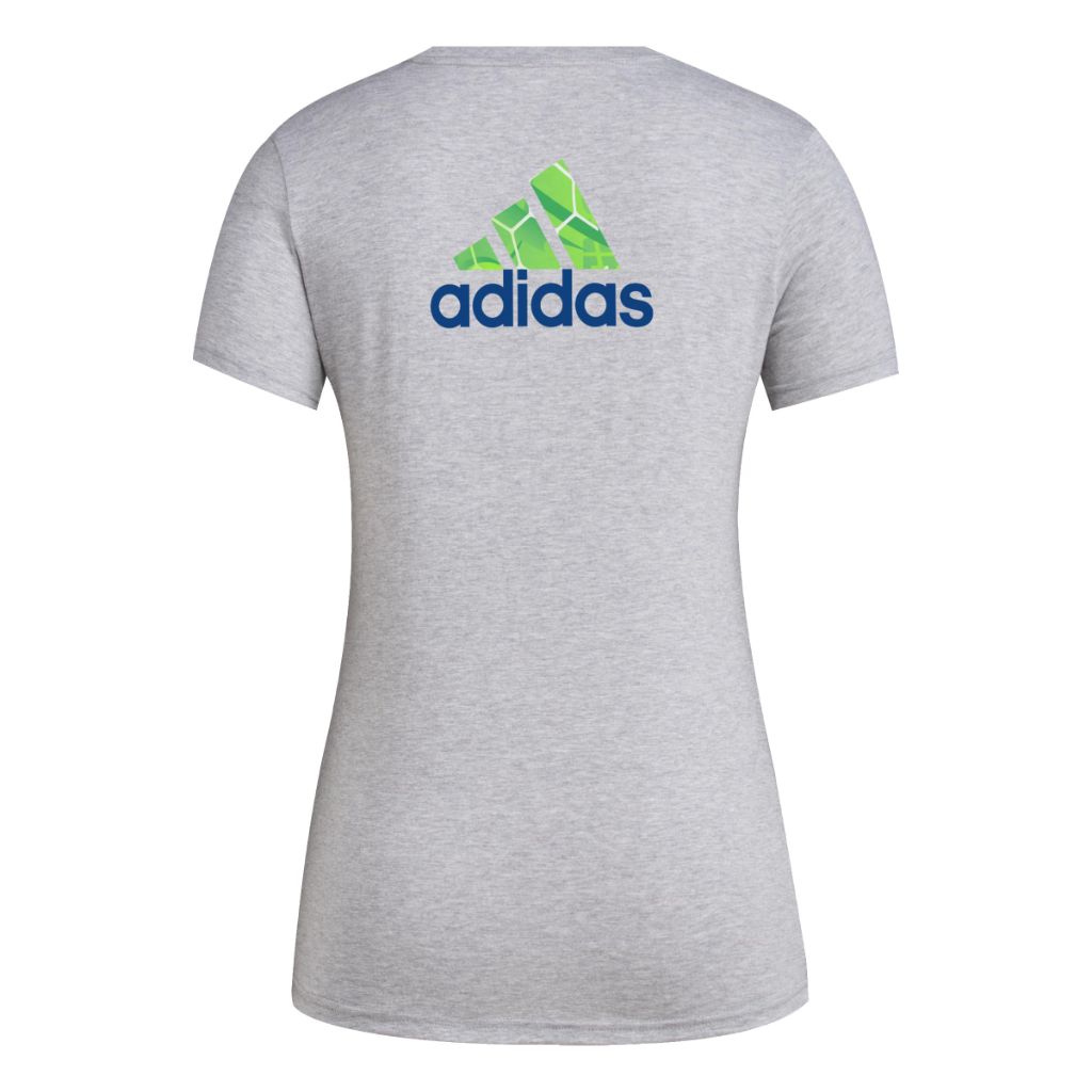 SZ L, Adidas Women's Seattle Sounders FC Local Pop Short Sleeve Pre-game T-shirt, Medium Grey Heather