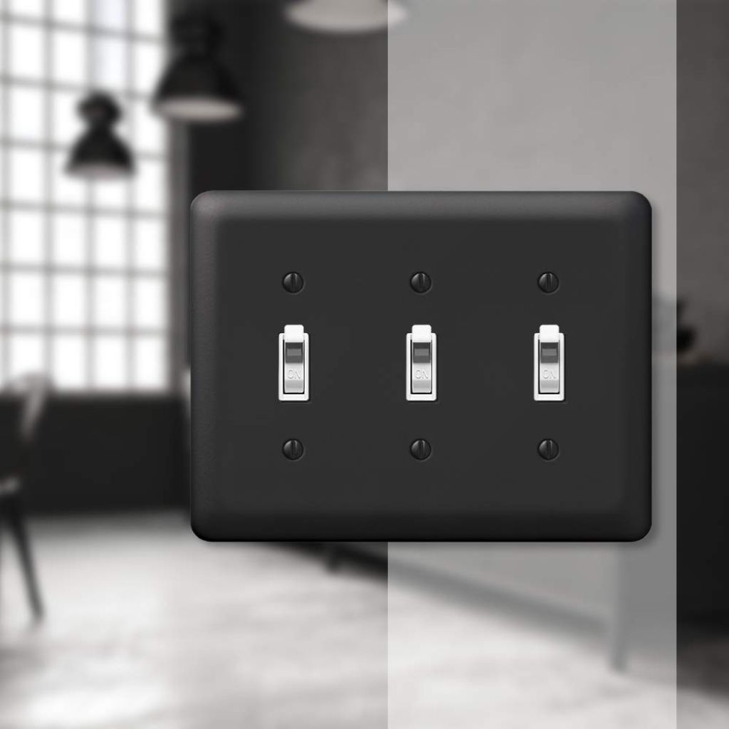 Amerelle Devon Triple Toggle Steel Wallplate in Black