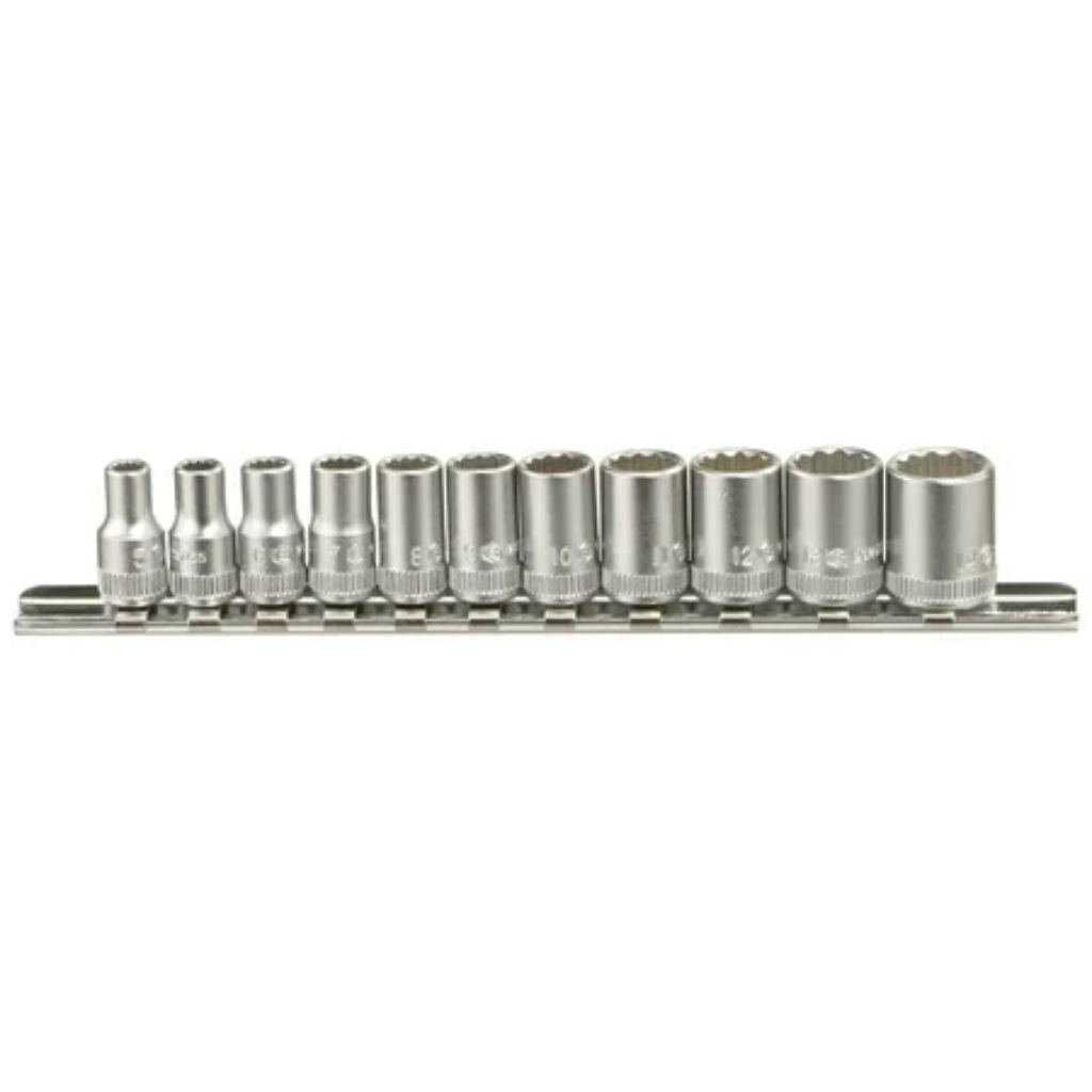 Genius Tools 11pc 1/4  Dr. Metric Hand Socket Set (12-Point) TW-211M