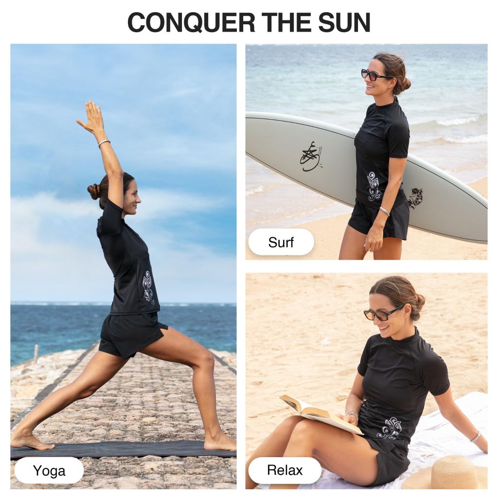 SZ S, Kanu Surf Women's Marina UPF 50+ Short Sleeved Active Rashguard & Workout Top, Marina Black