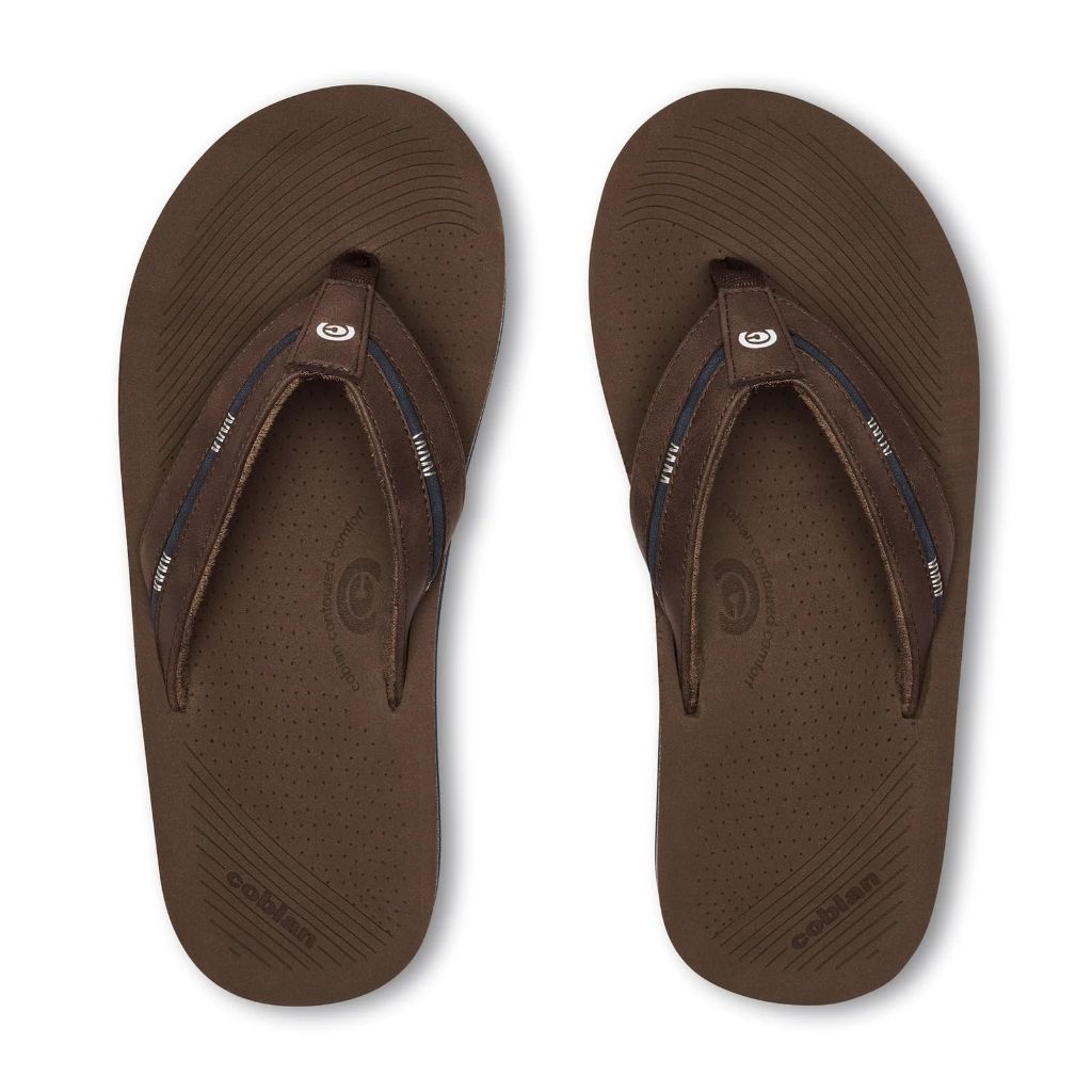 Cobian Men’s Ponto Rise Synthetic Leather Strap Flip-Flop Sandals, Brown, 10