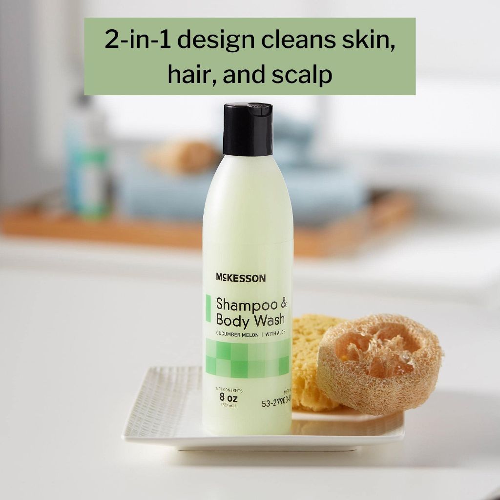 McKesson Body Wash and Shampoo with Aloe, Cucumber Melon Scent, 8 oz