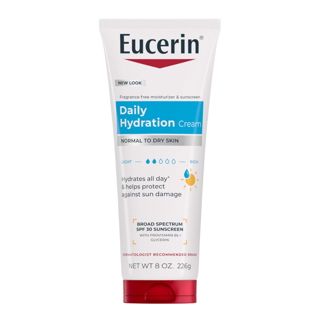 Eucerin Daily Hydration Broad Spectrum SPF 30 Sunscreen Body Cream for Dry Skin, Fragrance Free, 8 Oz Tube