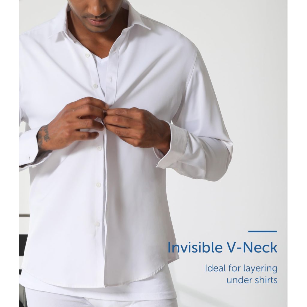 Comfneat Men's 4-Pack Undershirts 100% Cotton Comfy V-Neck T-Shirts (White 4-Pack, M)