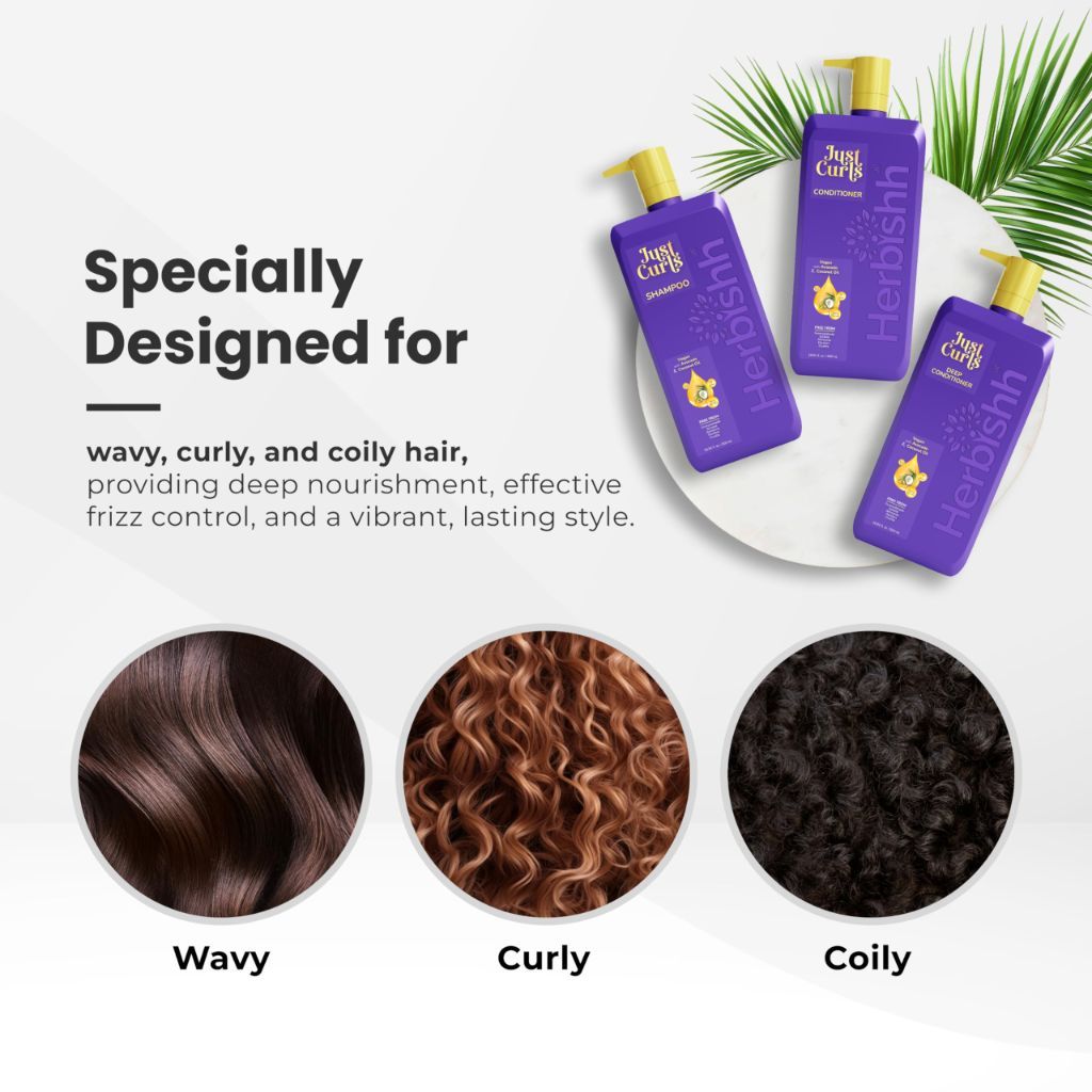 Herbishh Curly Hair Shampoo and Conditioner Set (3 X 16.91 Fl Oz)