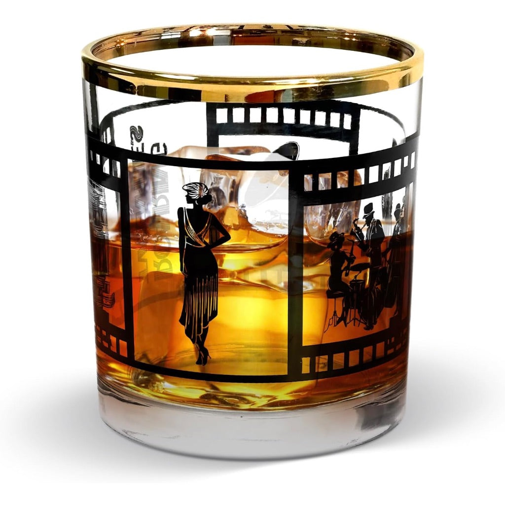 Aged & Charred Roaring 20s Whiskey Glass Set – Premium Crystalline Glassware, Set of 4