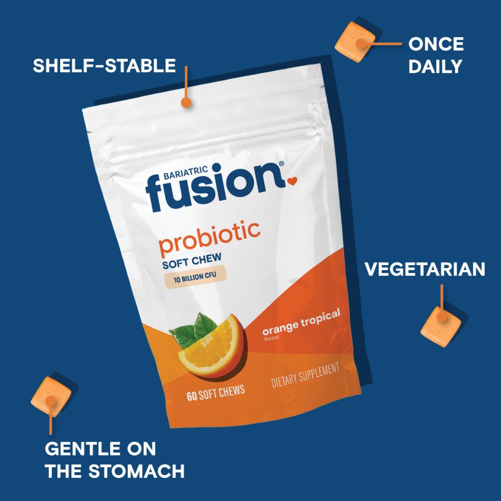 Bariatric Fusion Bariatric Probiotic Soft Chews | Orange Tropical Flavor Chewy - 60 Count