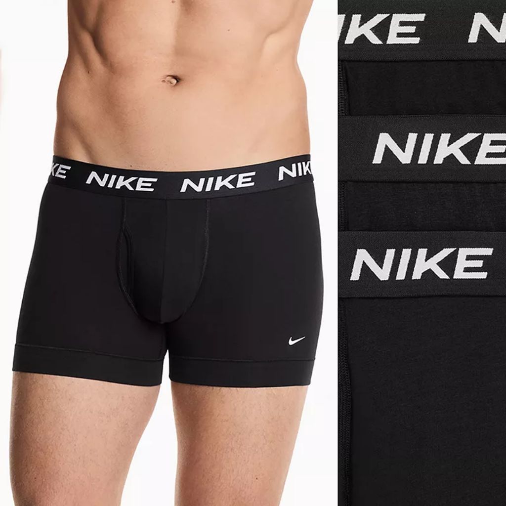 Men's Nike All Day 3-Pack Cotton Stretch Trunks, Size: XXL, Black