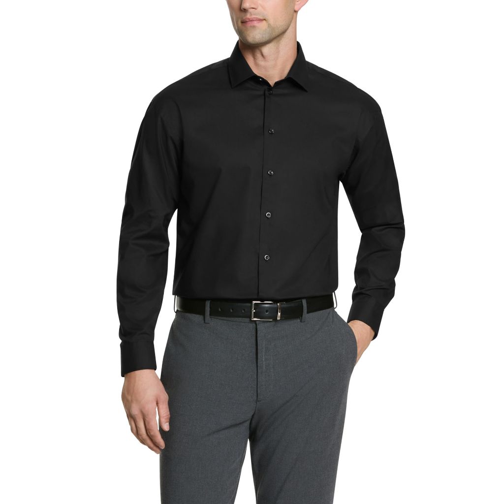 Kenneth Cole Unlisted mens Regular Fit Solid Dress Shirt, Black, 17'-17.5' Neck 34'-35' Sleeve, X-Large US