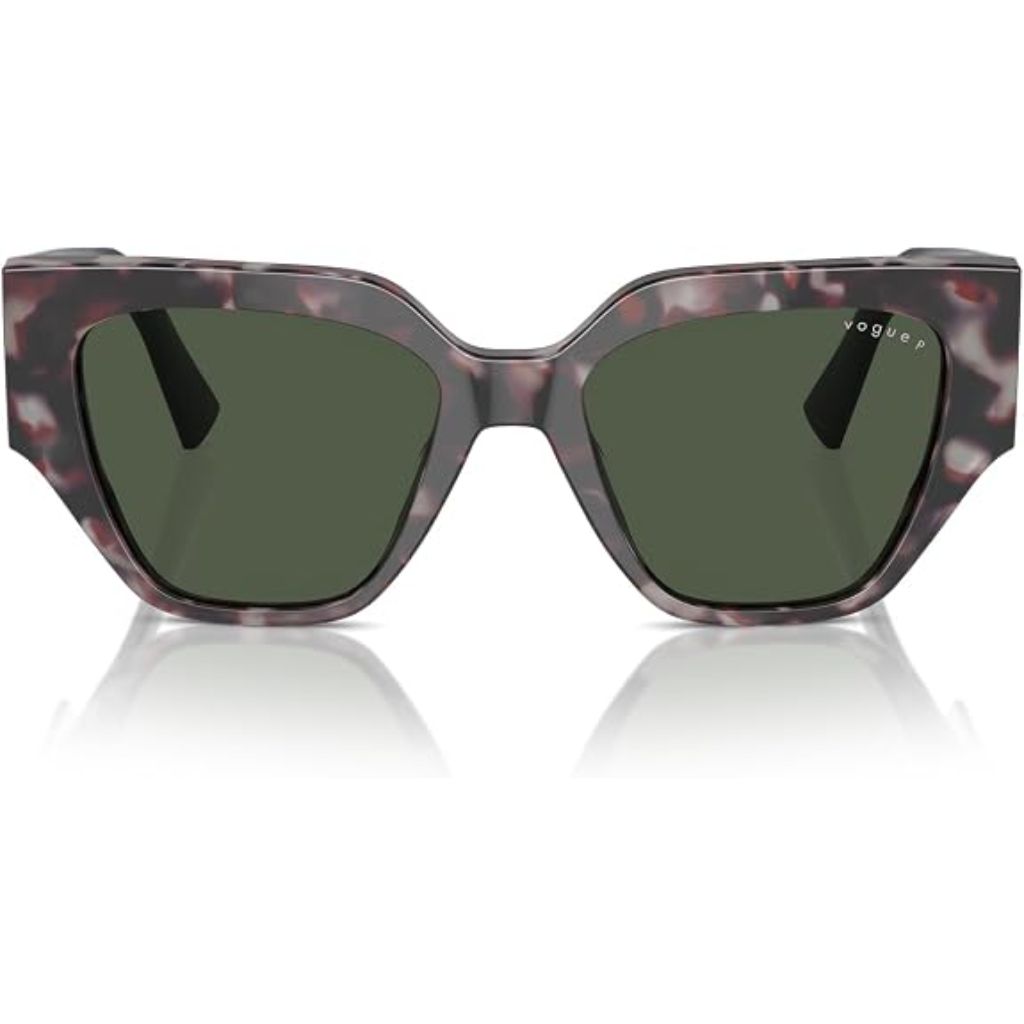 Vogue Eyewear Women's Vo5409s Square Sunglasses - Gray Tortoise/Dark Green Polarized, 52mm