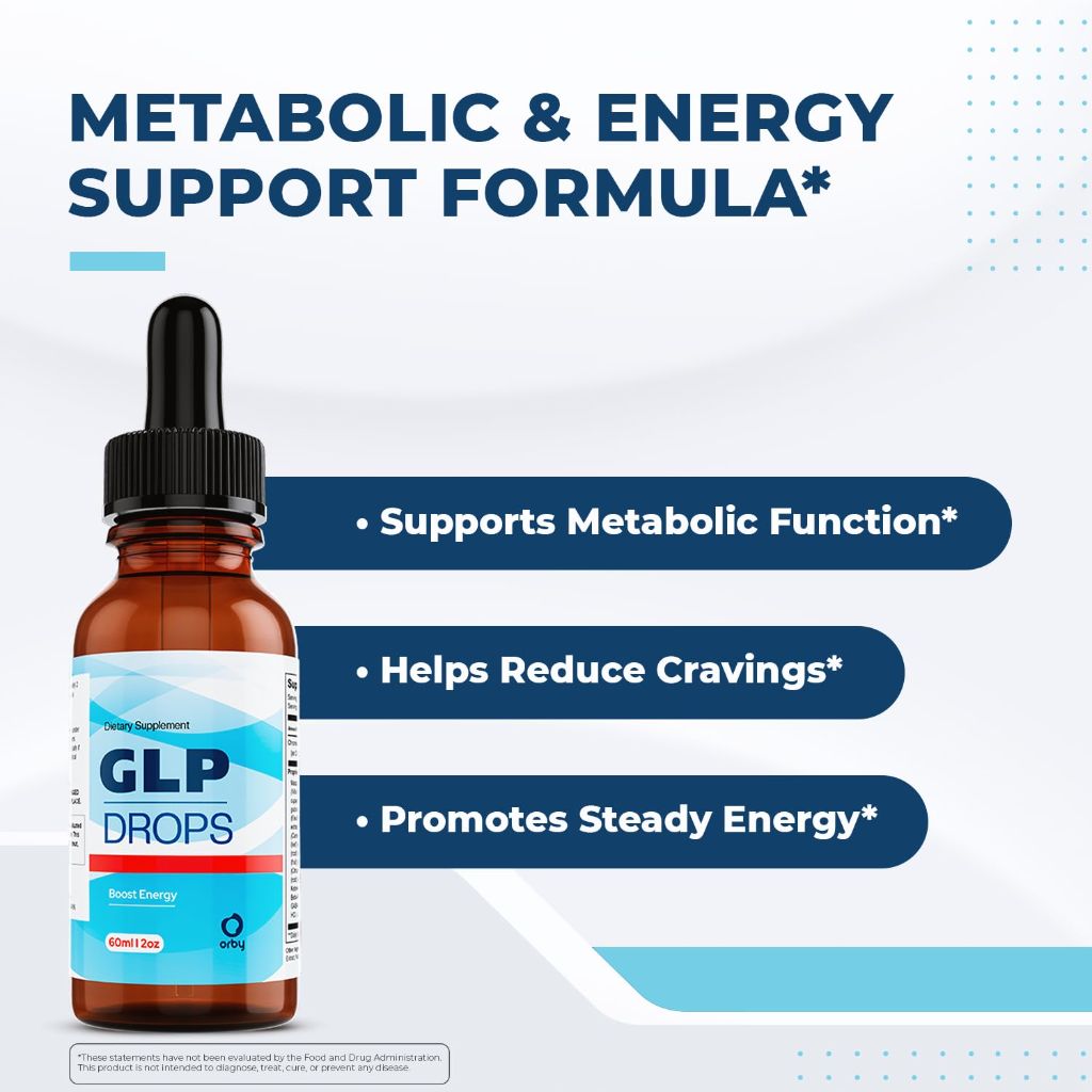 GLP Drops – 100% Natural Herbal Supplement with Maca, Grape Seed, Green Tea & More – Made in USA, Non-GMO, Easy-to-Take Liquid Formula – 60mL (2oz), 30 Servings, 1 Month Supply