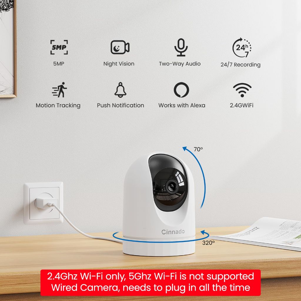 Cinnado Security Camera -2K 360° WiFi  D1 -White