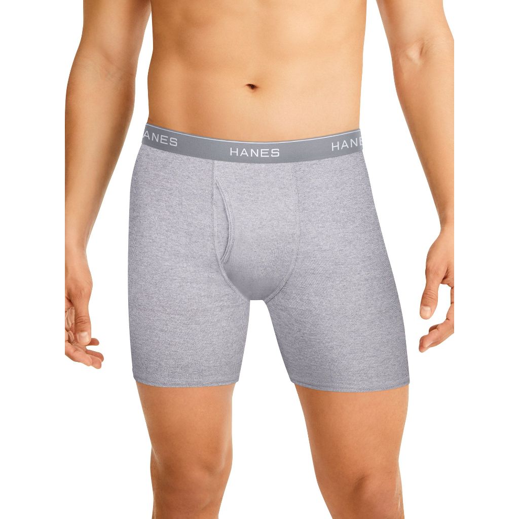 Hanes Men's Comfort Flex Cotton Boxer Briefs - Gray/Black, Size XL (6 Pair)