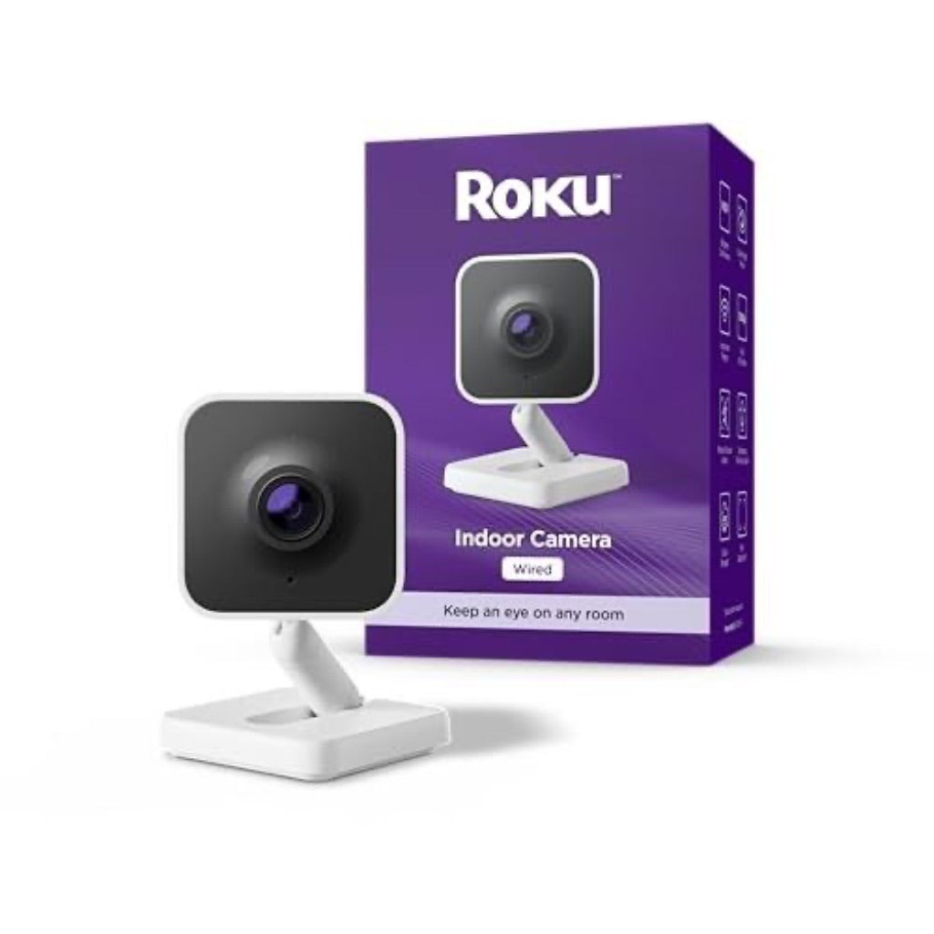 Roku Indoor Camera - Home Security - Wired Security Camera with 1080p HD Color Night Vision, WDR & Wi-Fi 6
