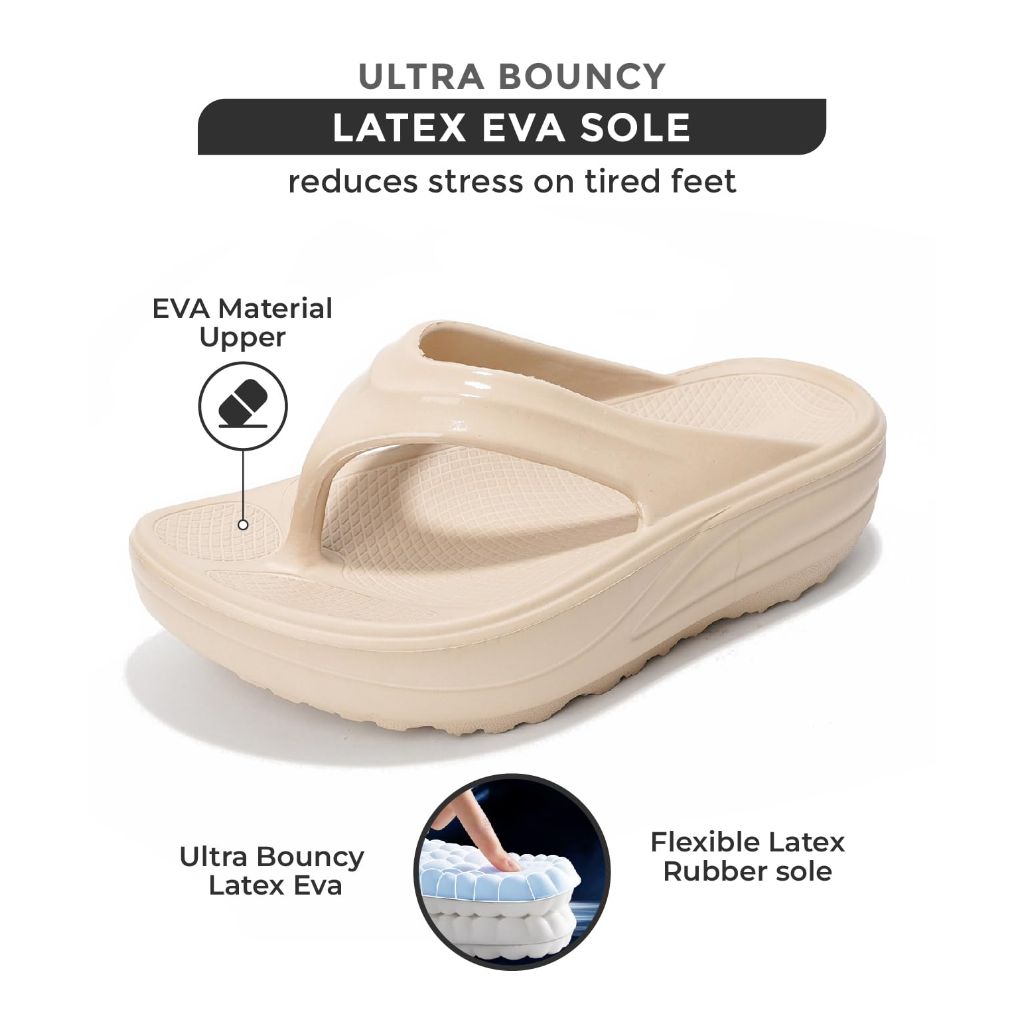 Project Cloud Flip Flops for Women Footwear, Abra, BEIG - size 10