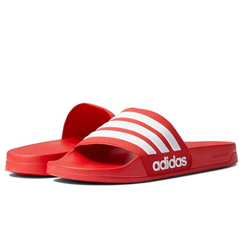 adidas Unisex Adilette Shower Slide Sandal, Vivid Red/White/Vivid Red - Size M10/W11