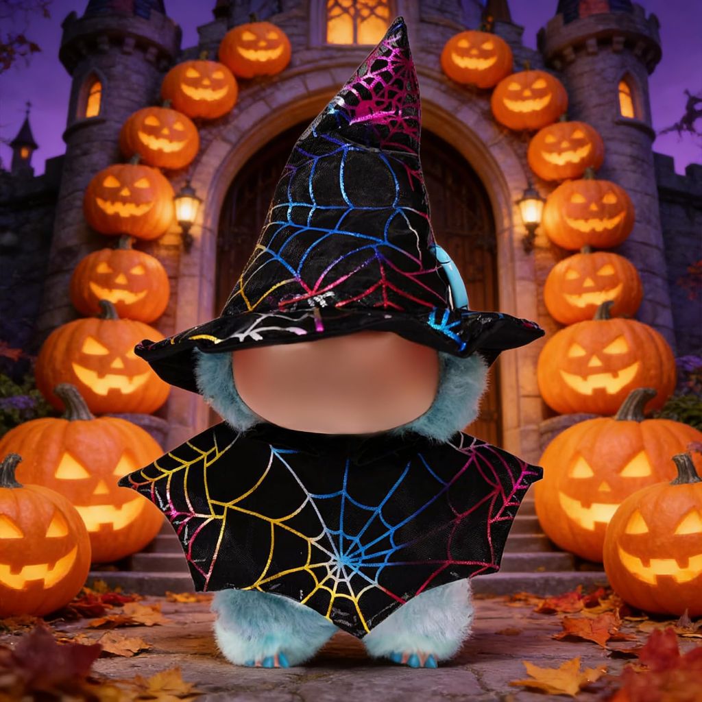 2Pcs Clothes for 17cm Doll, Witch Cosplay Dress Cute Doll Halloween Outfit (Cobweb)