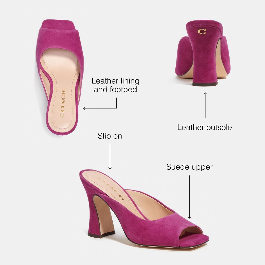 Coach Women's Laurence Suede Heeled Sandals - Deep Plum, Size 5.5B
