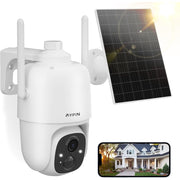 Solar WiFi Security Camera Outdoor, 2MP Pan Tilt 360° Color Night Vision View IP65 Waterproof Rechargeable