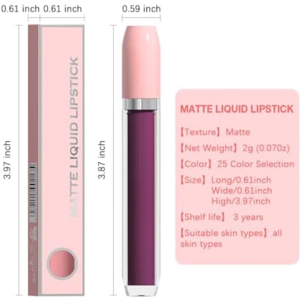 BINGBRUSH Super Matte Longwear No-Budge Stay On Smudge Proof Liquid Lipstick Long Lasting Makeup for Women,Highly Pigmented Color and Instant Shine, Cheeky