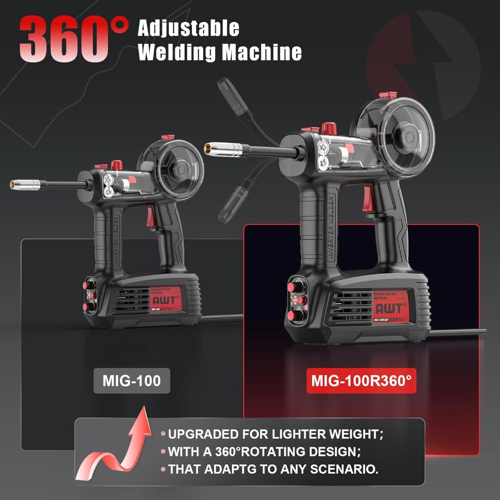 AWT- 110V Flux Core MIG Welder Machine with 360°Mig Torch