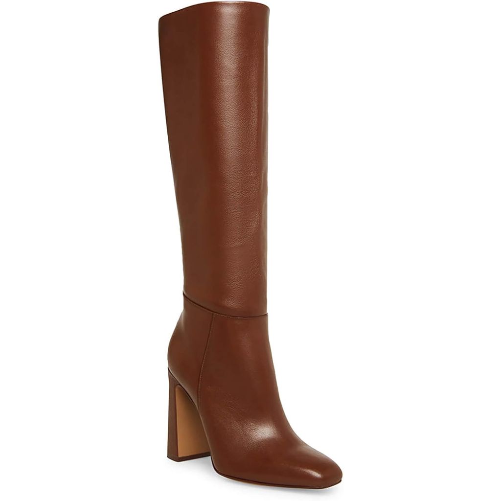 SZ 7.5, Coutgo Women's Chunky Heeled Knee High Boots | Classic Leather