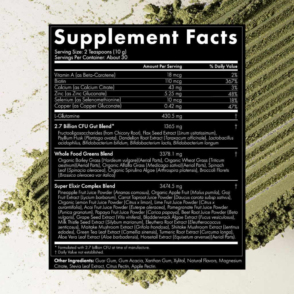 WelleCo The Super Elixir Daily Greens Powder,  (Jar, Pineapple & Lime Jar)