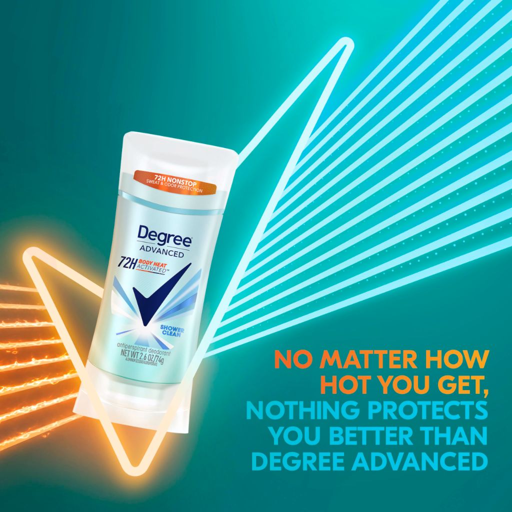 Degree Advanced Protection Antiperspirant Deodorant Shower Clean for 72-Hour Sweat & Odor Control 2.6 oz