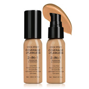 2-in-1 Foundation and Concealer Long Wear Natural Matte Finish Lightweight Coverage (Medium Tan) 1.01oz