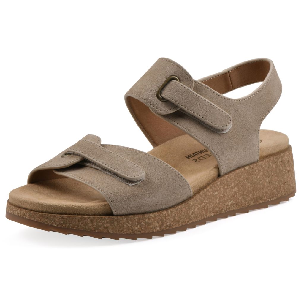 WHITE MOUNTAIN Women's Gelato Mini-Wedge Sandal, Sandalwood/Suede, 6.5 M