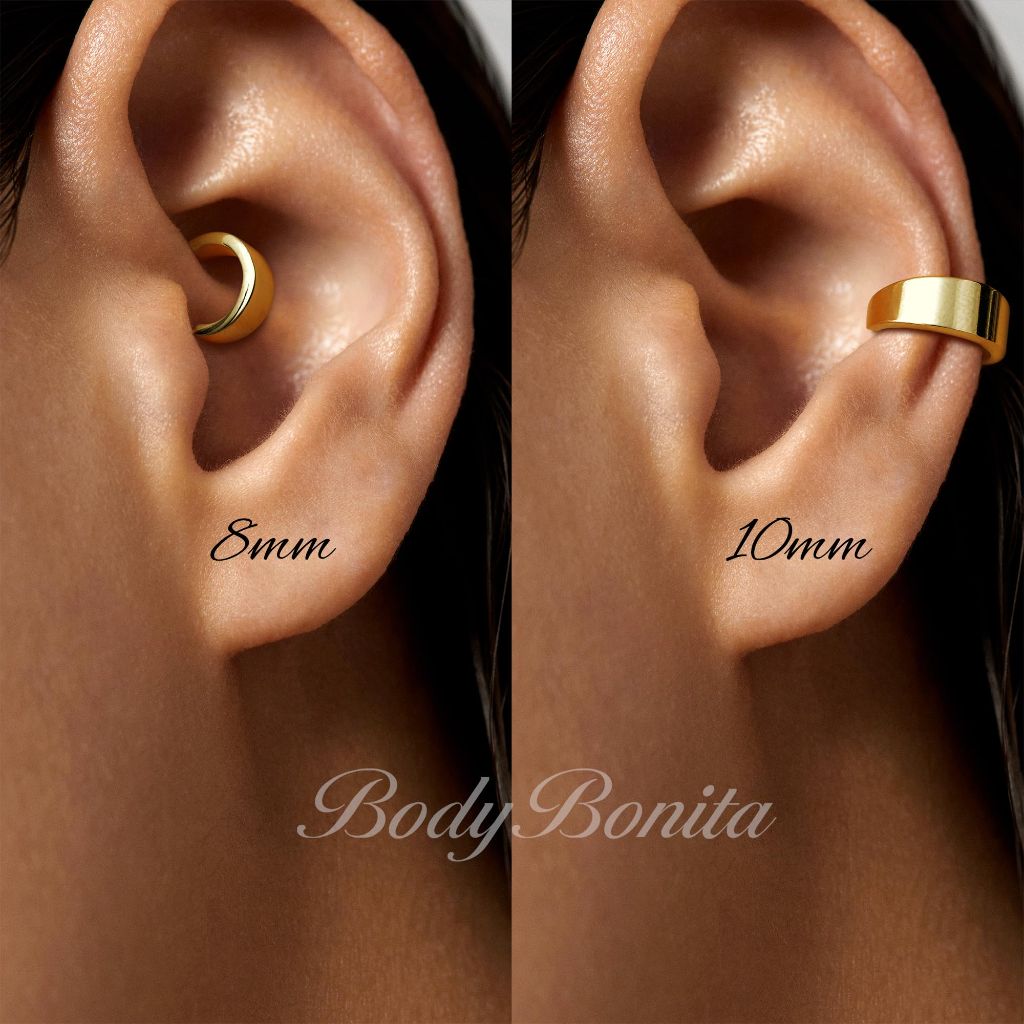 BodyBonita Gold Plated Septum Rings 16G - 316L Stainless Steel Nose Rings Hoops for Men Women Septum Piercing Jewelry 10 mm Slender