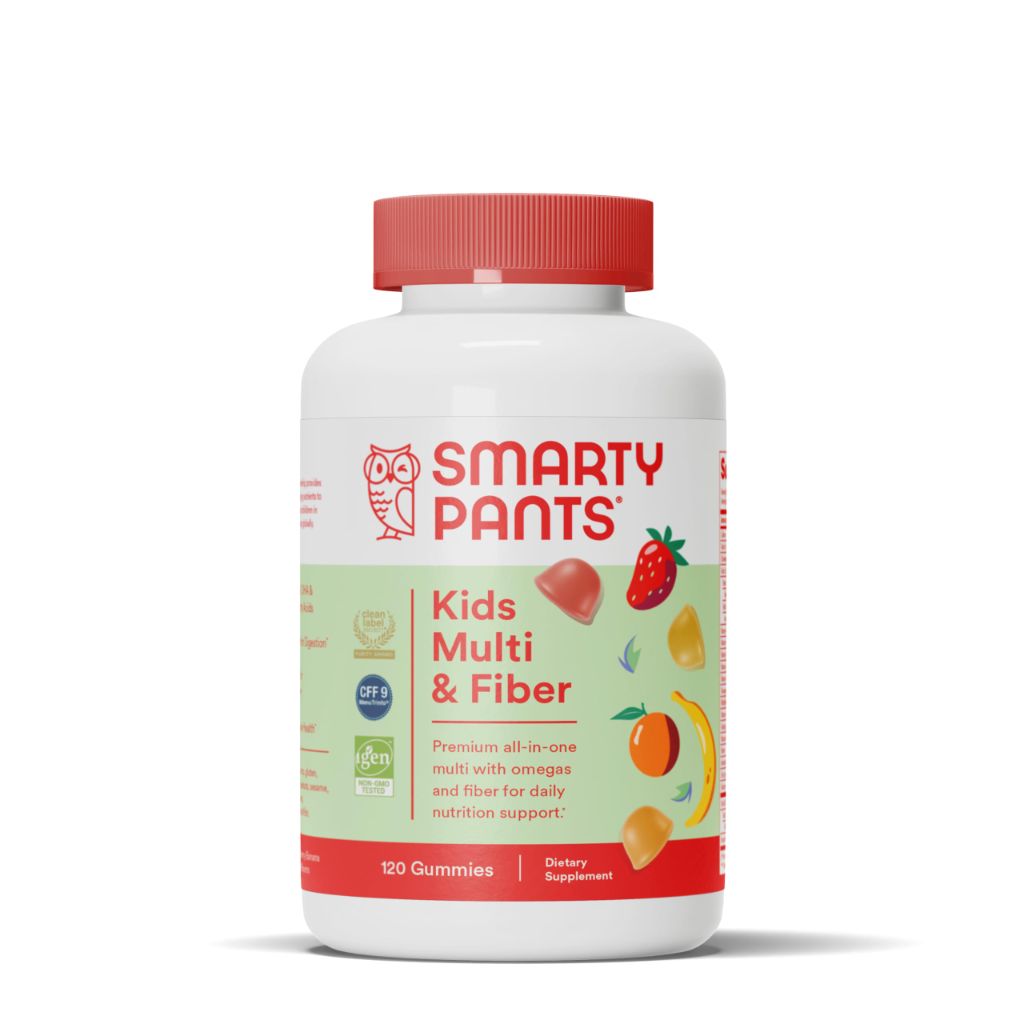 SmartyPants Kids Multivitamin Gummies and Fiber Supplement: Three Fruit Flavors, 120 Count