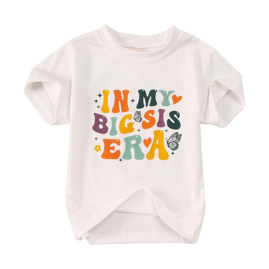 KEKEMI, in My Big Sis Era Graphic Shirt, Toddler Girl (Purple with Bracelet, 3-4 Years)